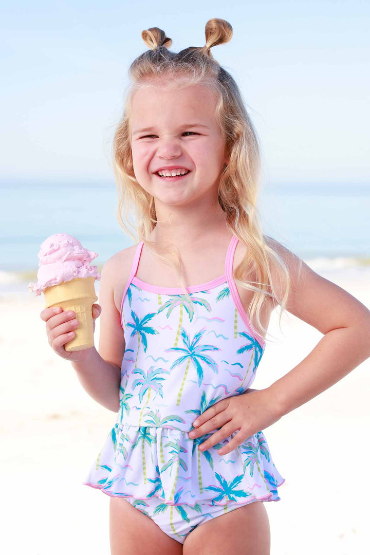 blue lagoon palm tree tankini for girls 