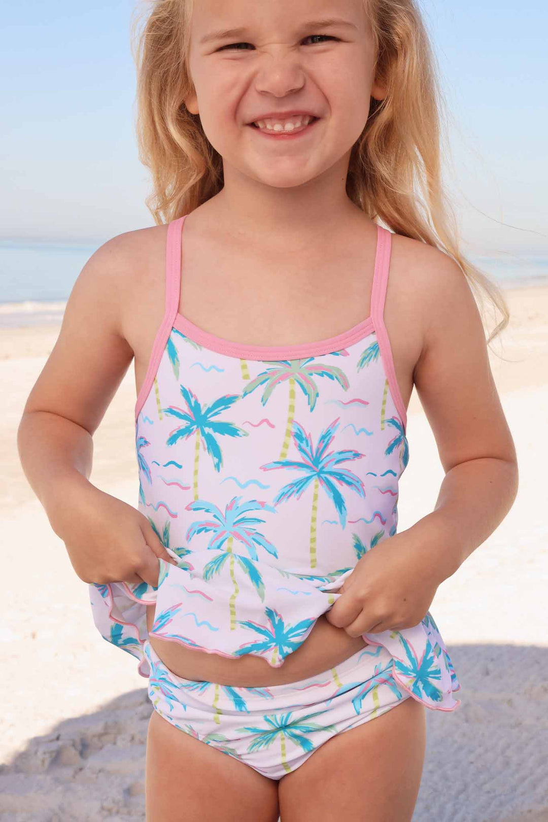 blue lagoon palm treen tankini for girls 