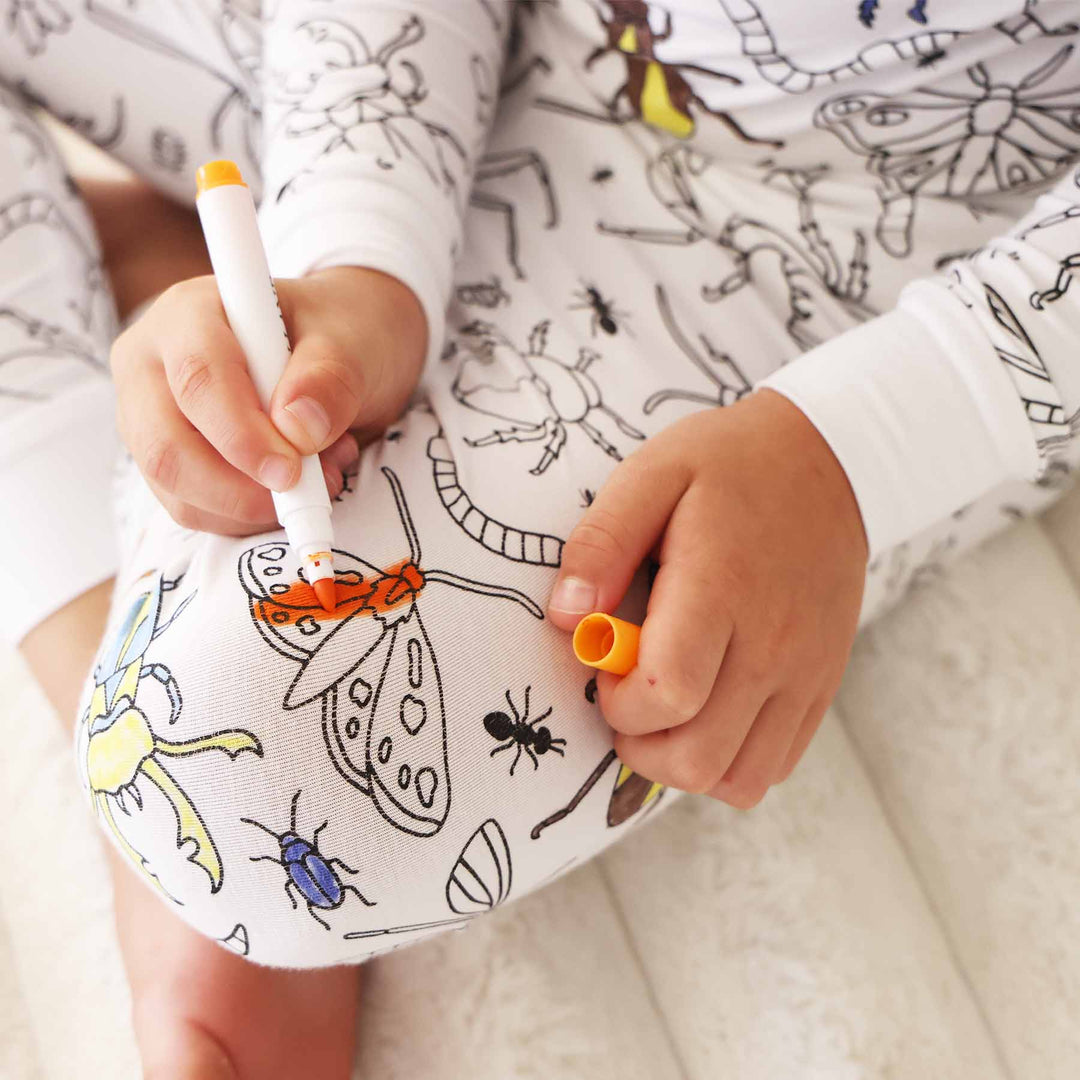 colorable pajamas with moths, worms, beetles and more 