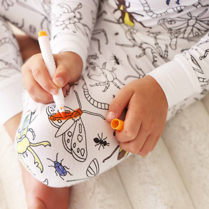 colorable pajamas with moths, worms, beetles and more 