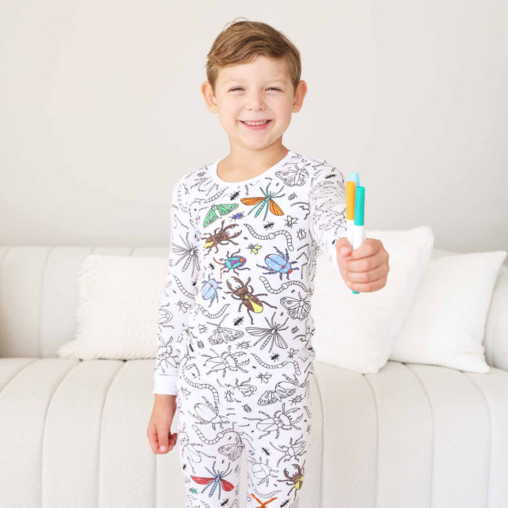 caden lane colorable pajamas for boys with bugs