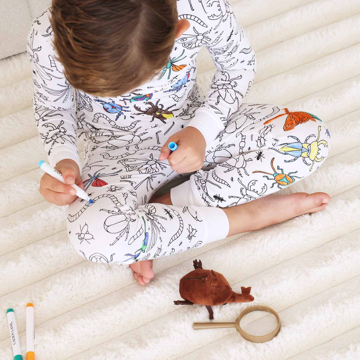 doodle bug kids colorable pajama set for boys two piece set 