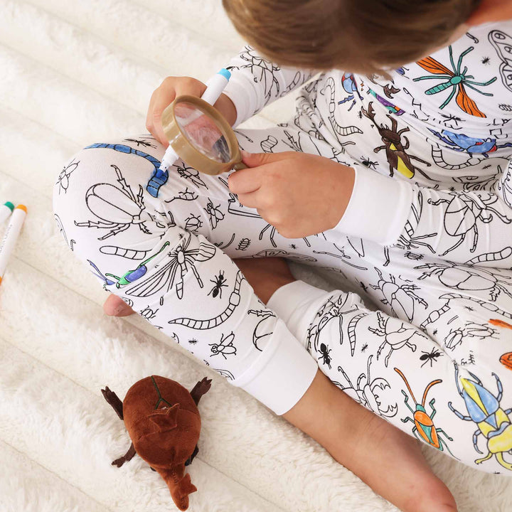 colorable bug bamboo viscose two piece pajama set 
