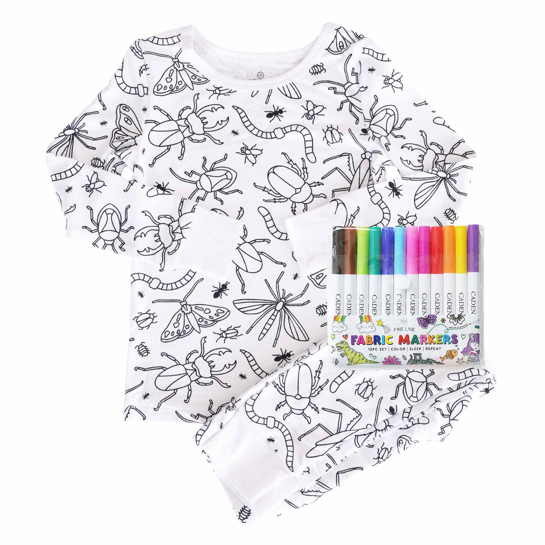 Colorable Two Piece Pajama Set | Doodle Bugs
