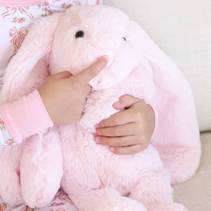 light pink stuffed animal bunny for babies, toddlers and kids 