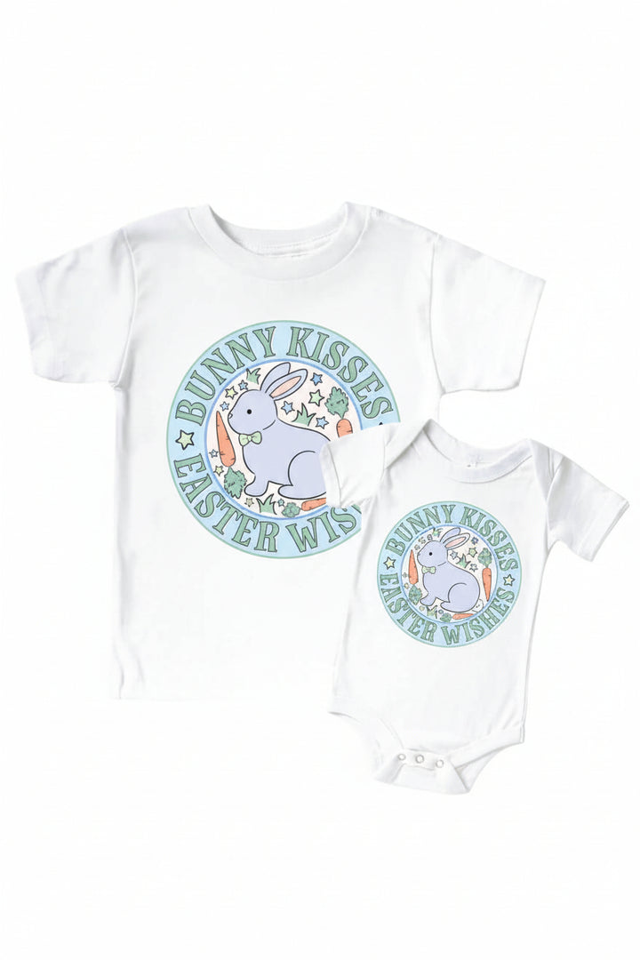 bunny kisses easter wishes graphic tee and bodysuit 