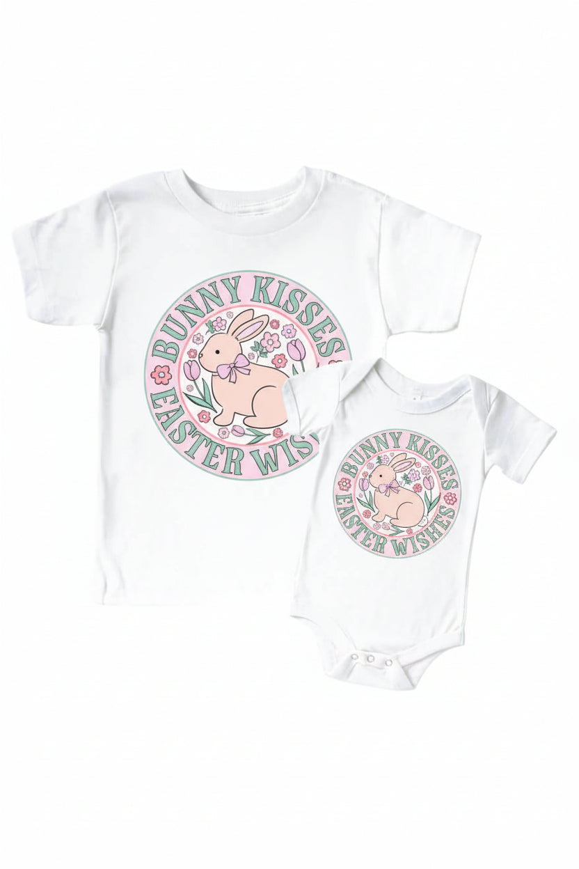 bunny kisses easter wishes graphic tee for kids 