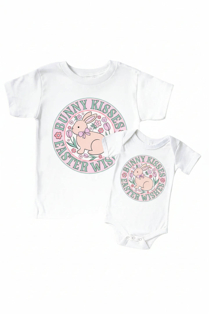 bunny kisses easter wishes graphic tee for kids 