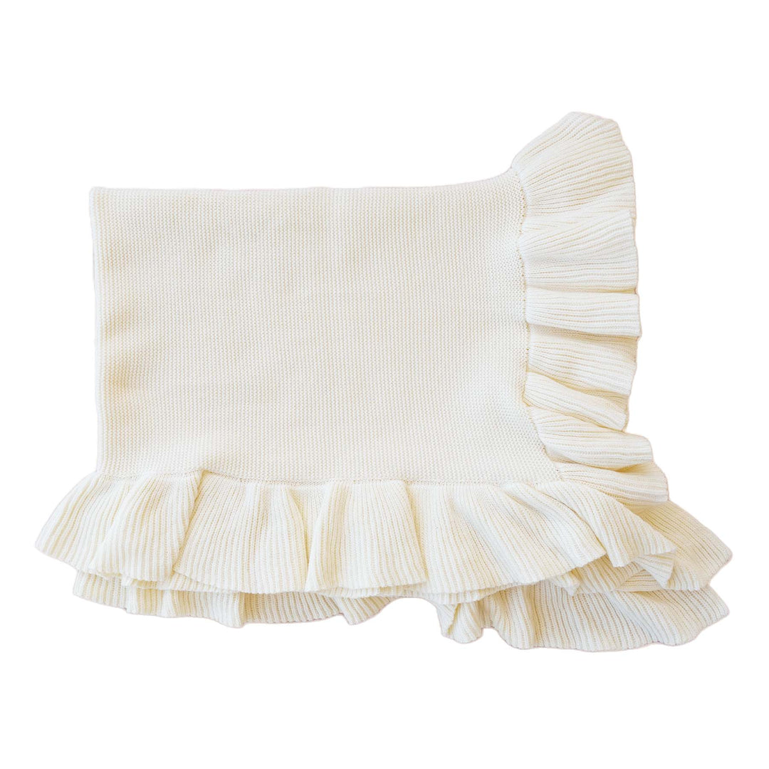 blanket with ruffle off white 