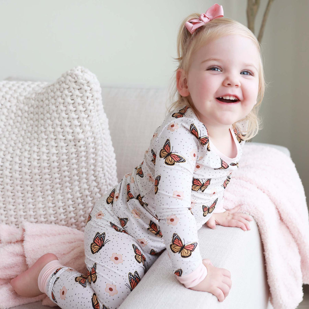 butterfly kisses two piece pajama set for toddlers 