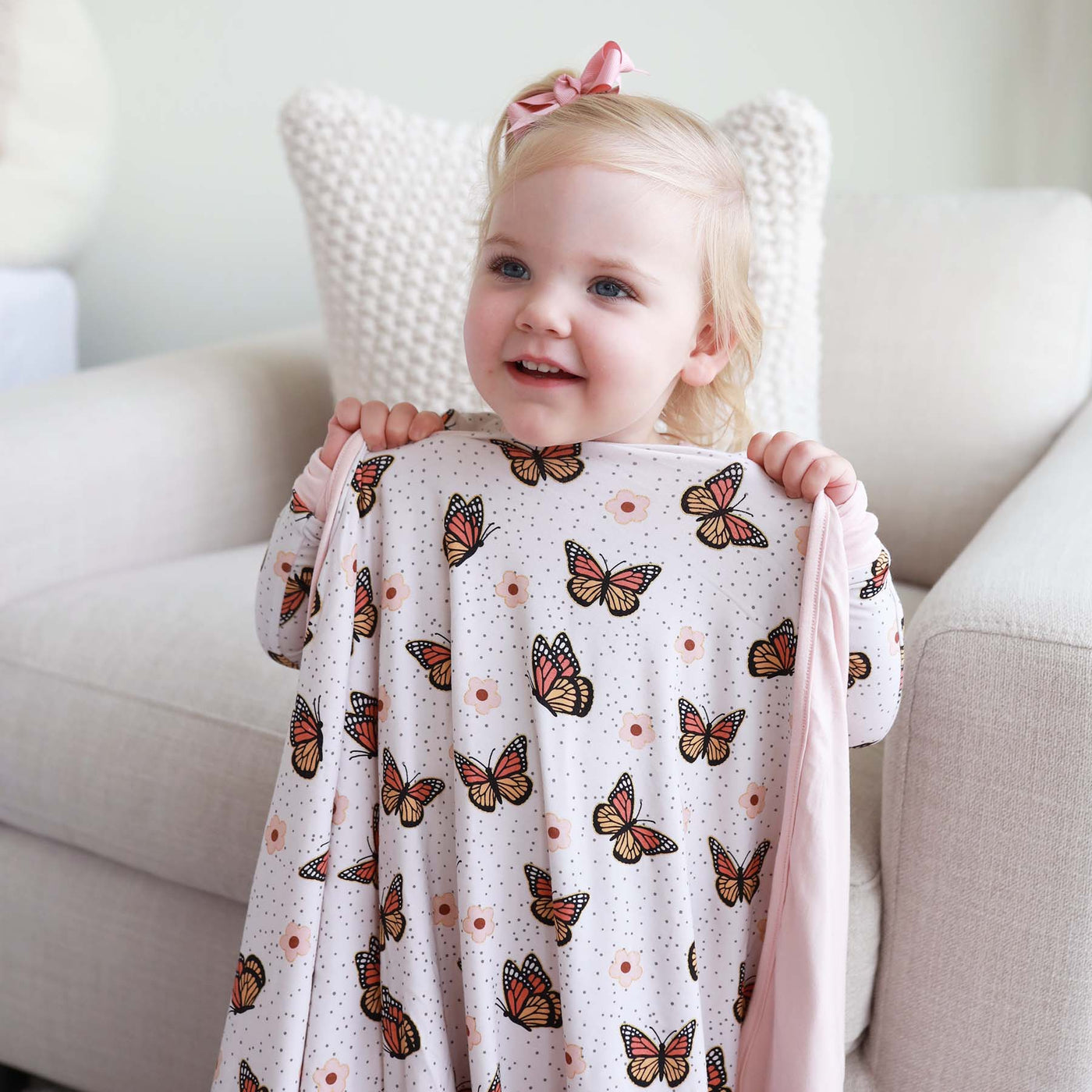 bamboo blanket for kids with butterflies 