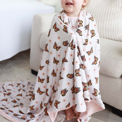 butterfly kisses double sided bamboo blanket 