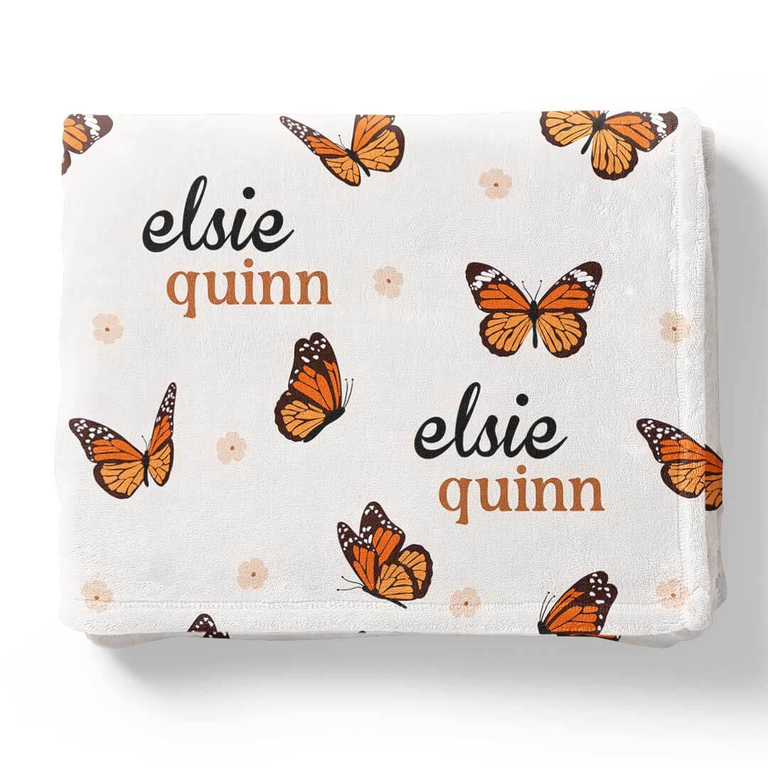 butterfly kisses personalized kids blanket 