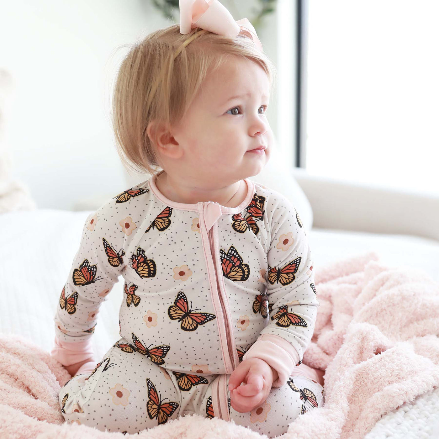 butterfly gold foil pajama romper 