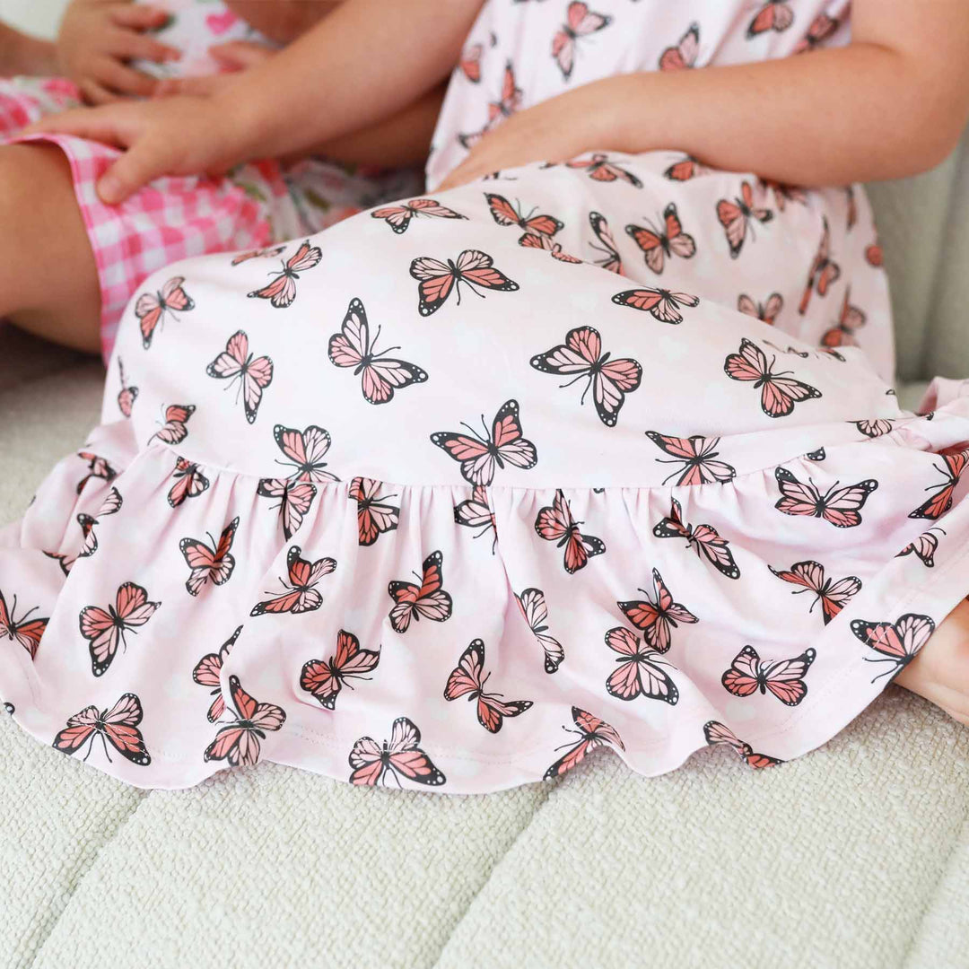 pink nightgown for girls with butterflies 
