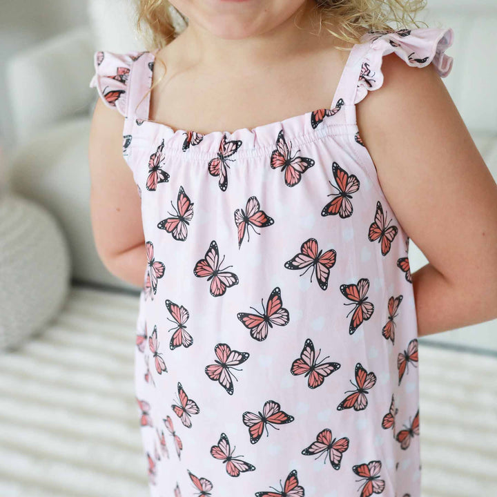 butterfly ruffle sleeve nightgown for girls 