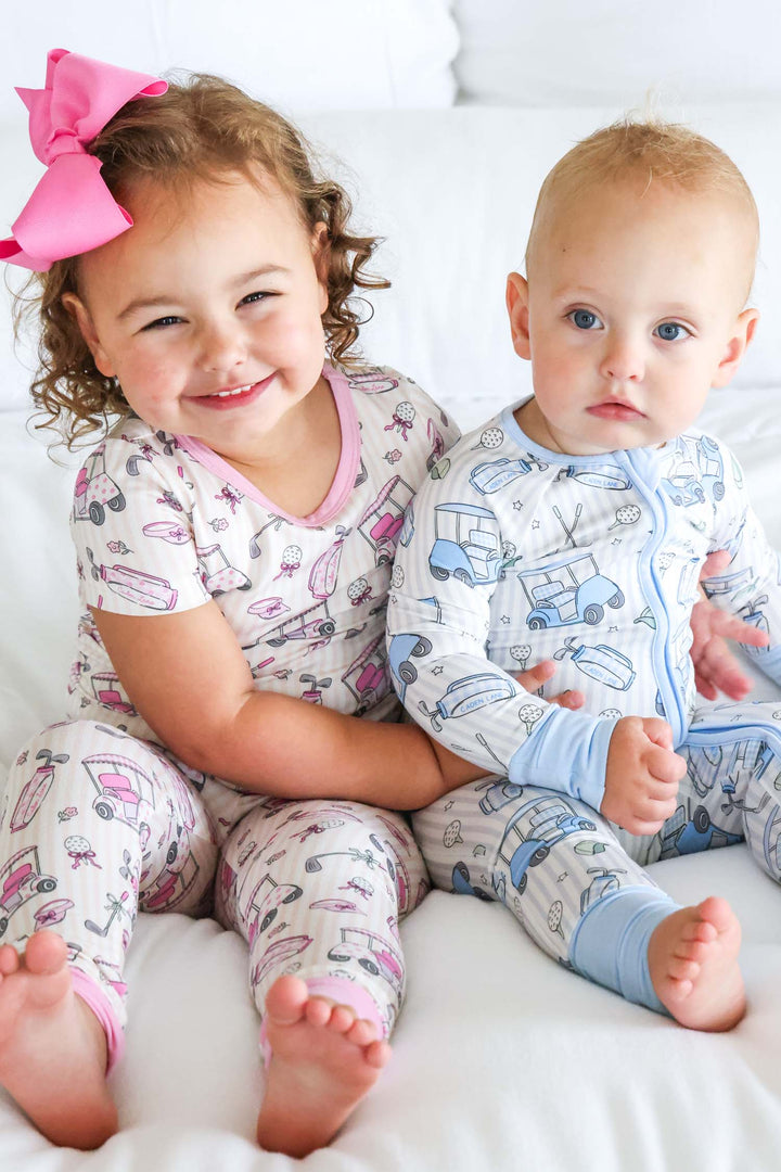 preppy golf sibling matching pajamas