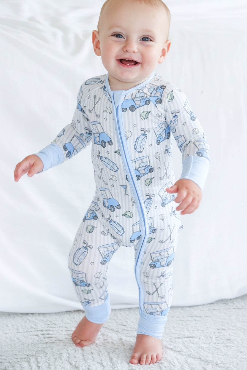 Convertible Zip Romper | Caddie Crew Blue