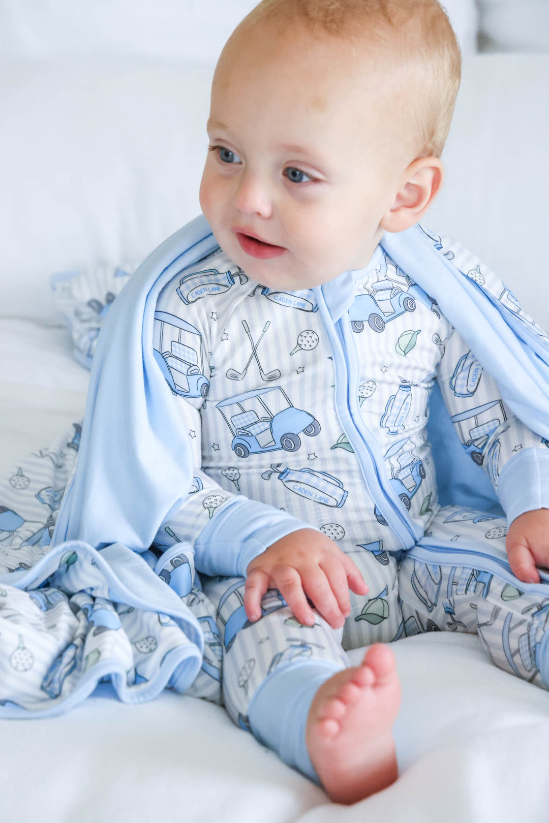 country club pajama romper blue
