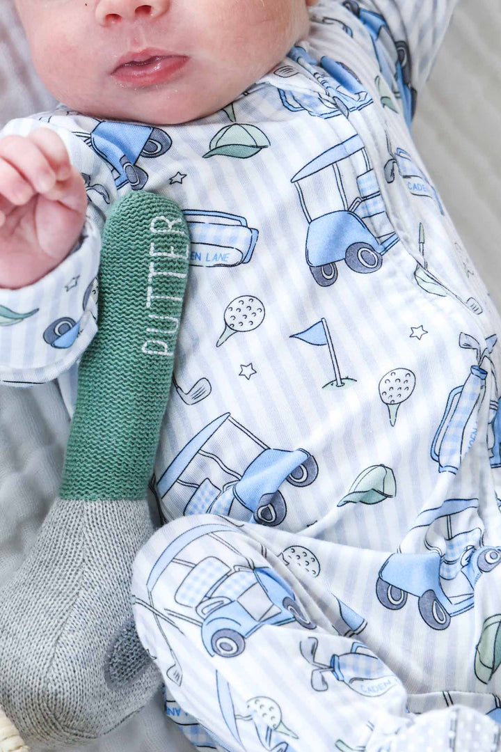 preppy golf zipper footie for baby boys