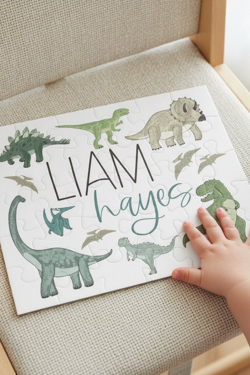 Kids Personalized 30 Piece Puzzle | Dinosaur Friends
