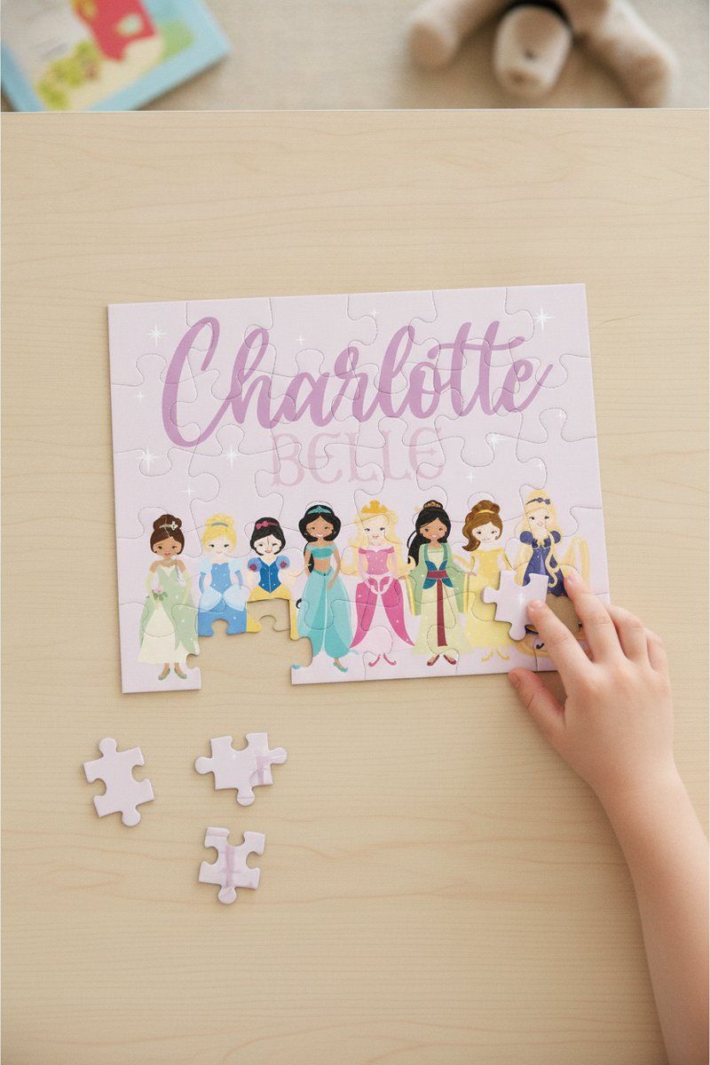 Caden Lane Kids Personalized 30 Piece Puzzle | Pretty Princess — Baby Bamboo Apparel