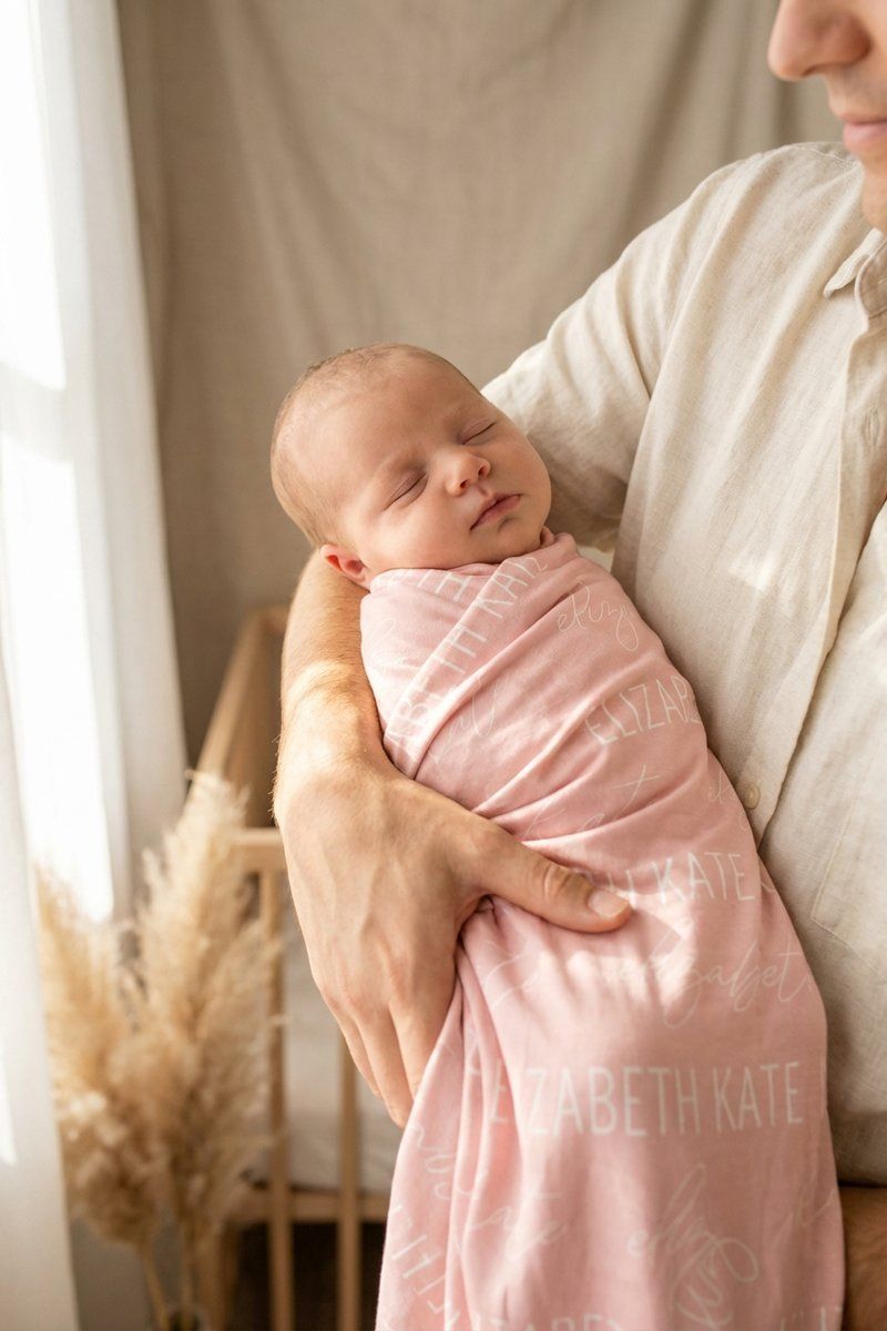 Caden Lane Personalized Lovely Pink Baby Name Swaddle Blanket - Block & Script — Baby Bamboo Apparel