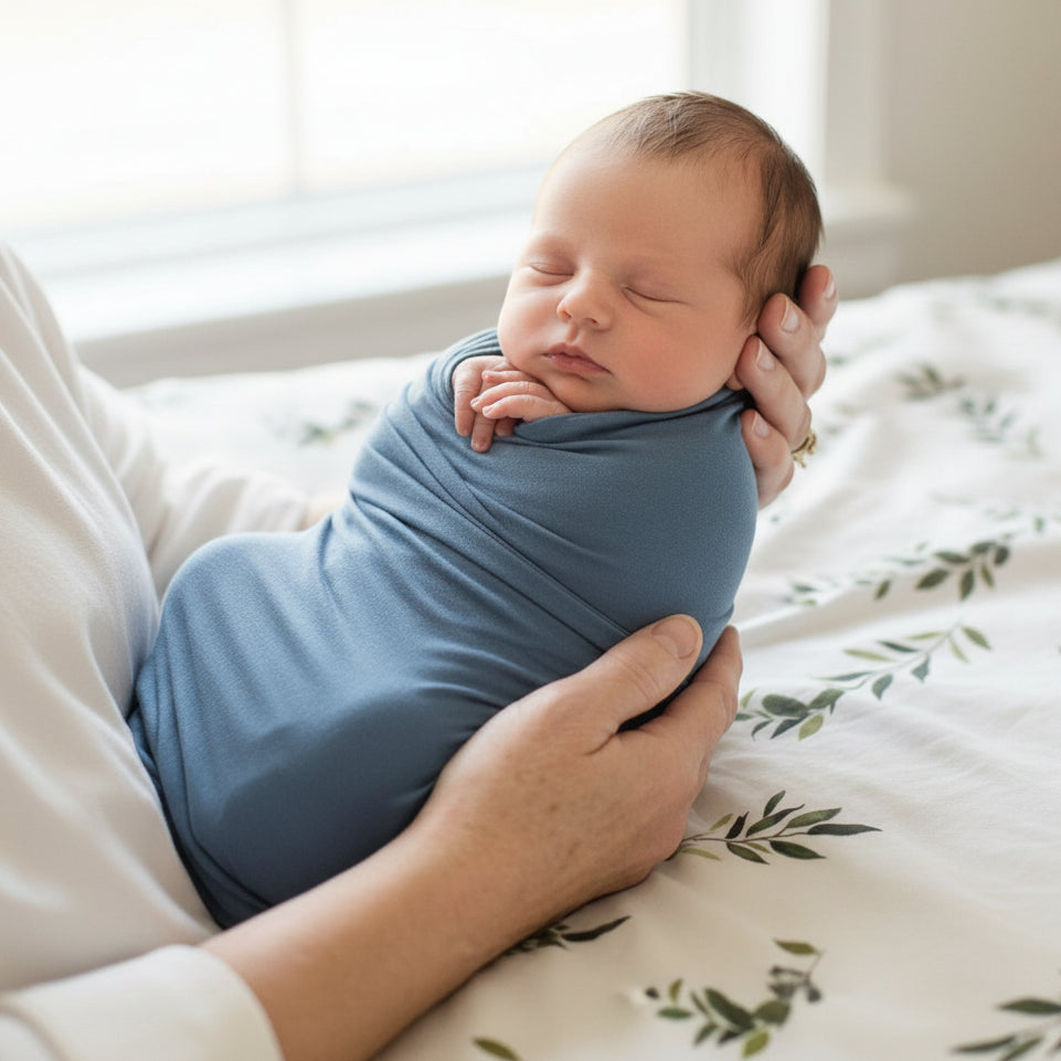 dusty blue swaddle square