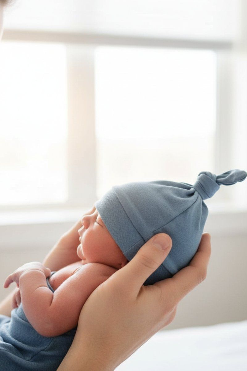 Caden Lane Solid Dusty Blue Bamboo Knotted Hat — Baby Bamboo Apparel