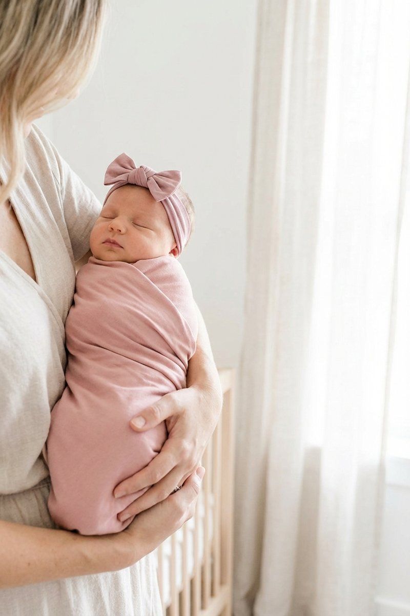 Solid Mauve Bamboo Knit Swaddle Blanket