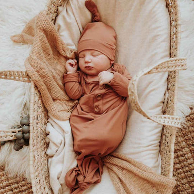 bamboo knot gown for newborns camel