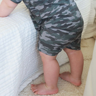 button romper for babies camo 