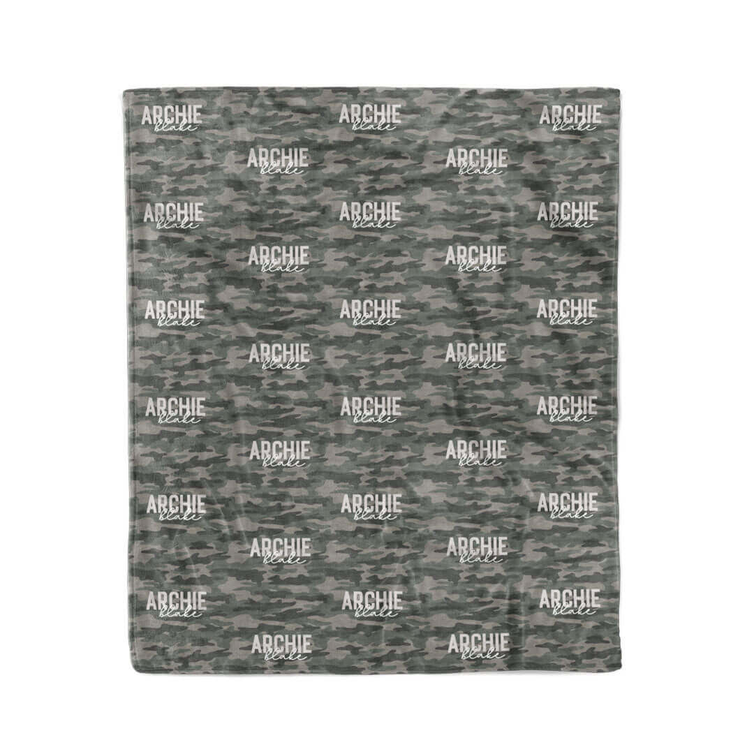camo toddler blanket personalized with name 