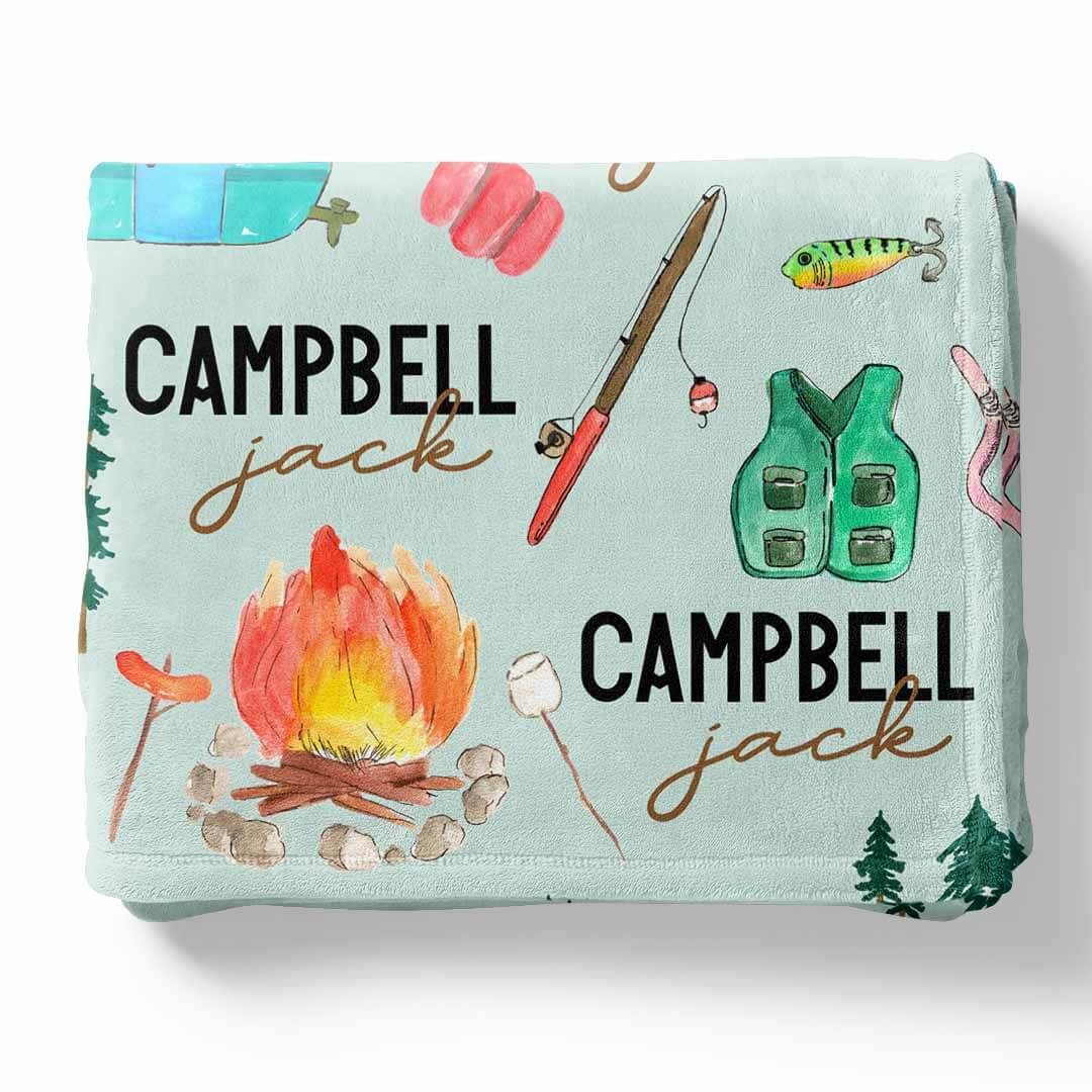 happy camper personalized blanket 