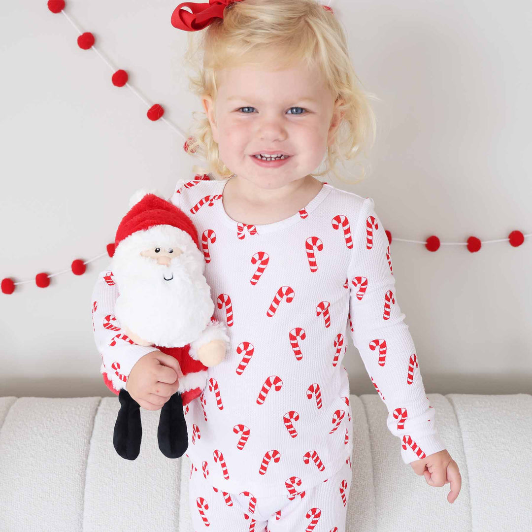 kids christmas pajama set with candy canes