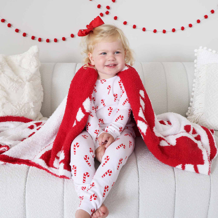 candy cane waffle pajama set for kids 