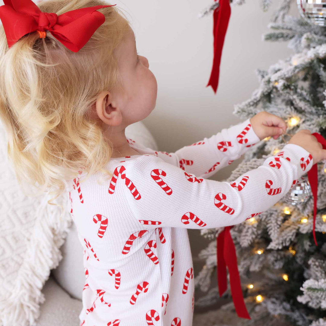 simple candy cane bamboo pajamas for kids