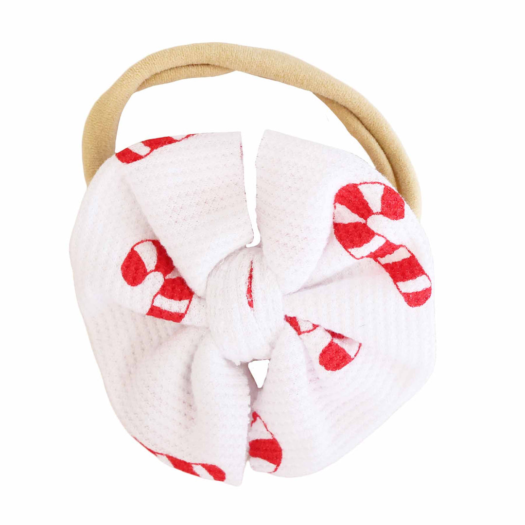 candy cane knit bow headband for babies 