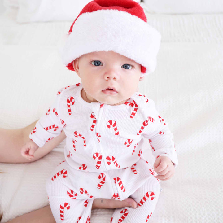 candy cane zipper footie for babies 