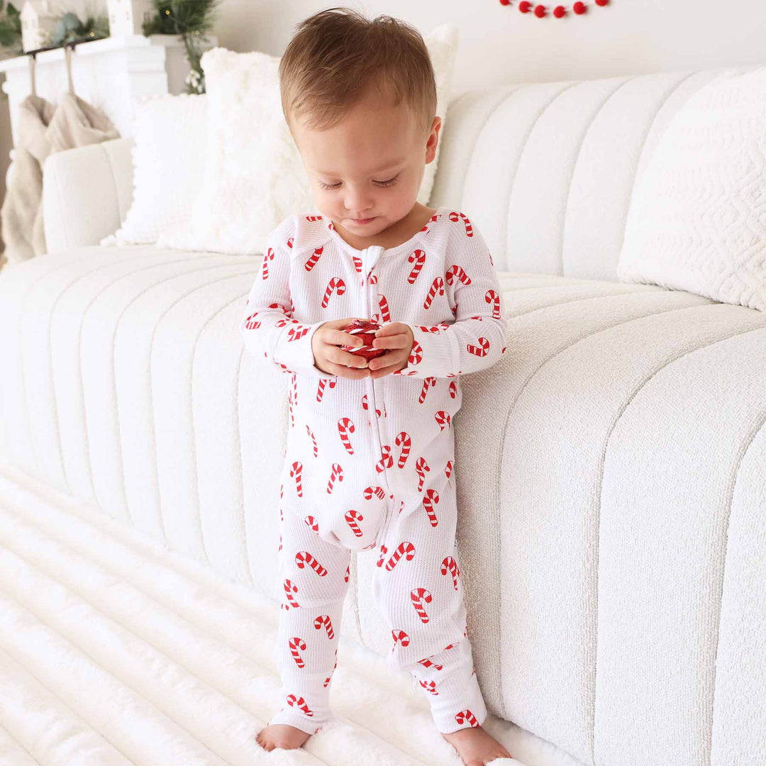 candy cane romper pajama for toddlers