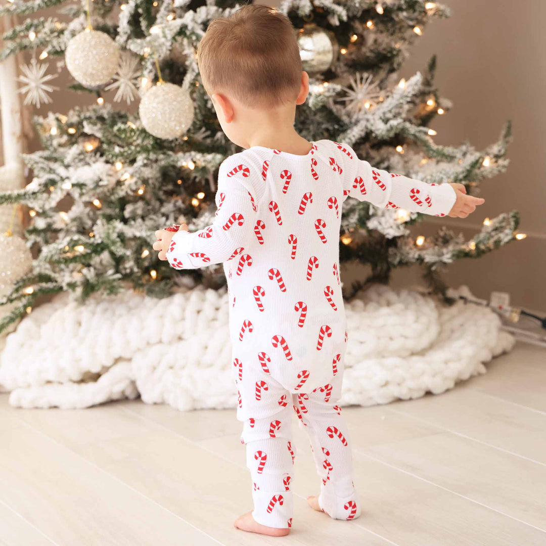 toddler zipper footie pajama with candy canes 