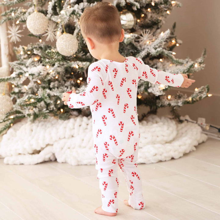 toddler zipper footie pajama with candy canes 