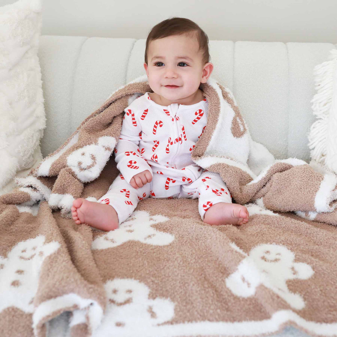 christmas pajama romper with candy canes