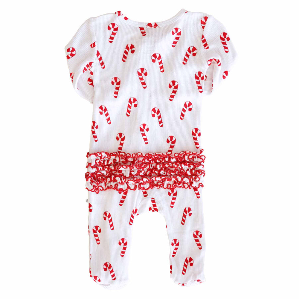 baby zipper footie for girls with candy canes