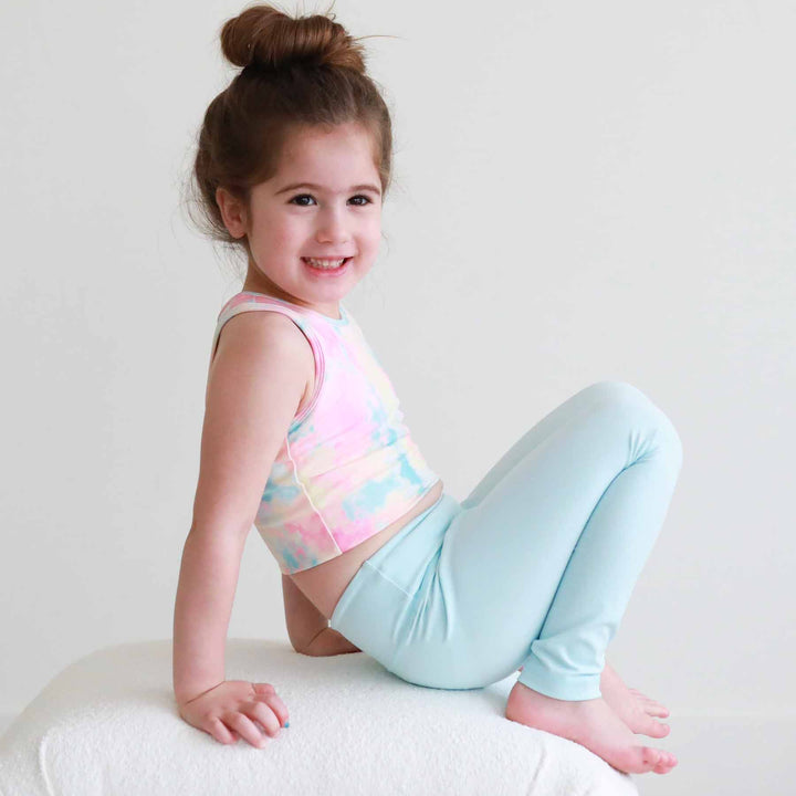 candy clouds light blue athletic leggings for girls 