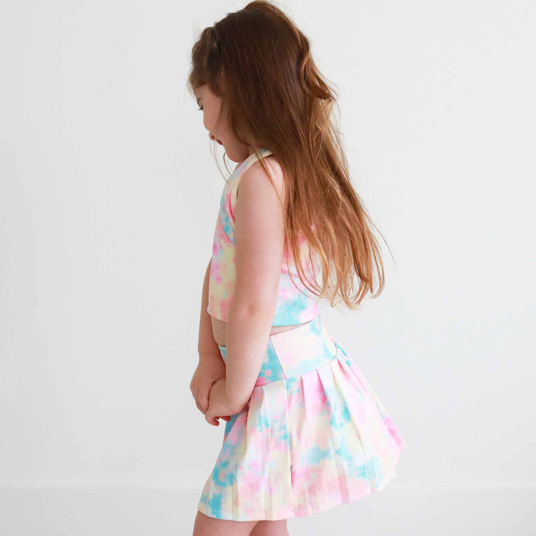 candy cloud multicolor pleated athletic skirt for kids 