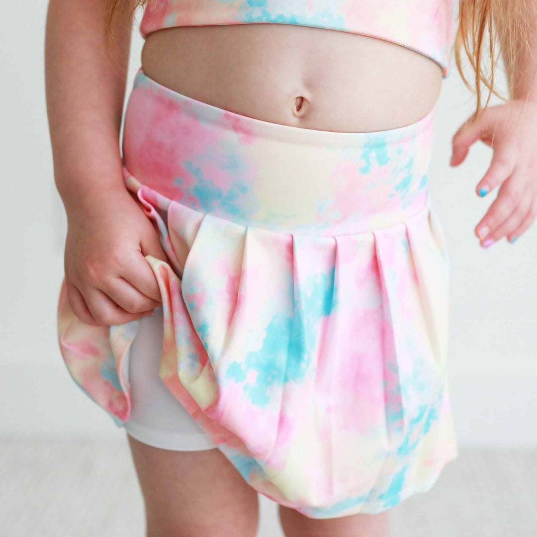 girl's pleated athletic skirt candy clouds 