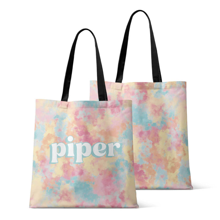 candy clouds personalized tote bag for girls 