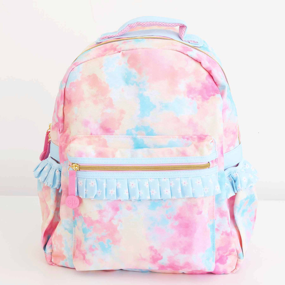 candy clouds pastel tie dye kids backpack