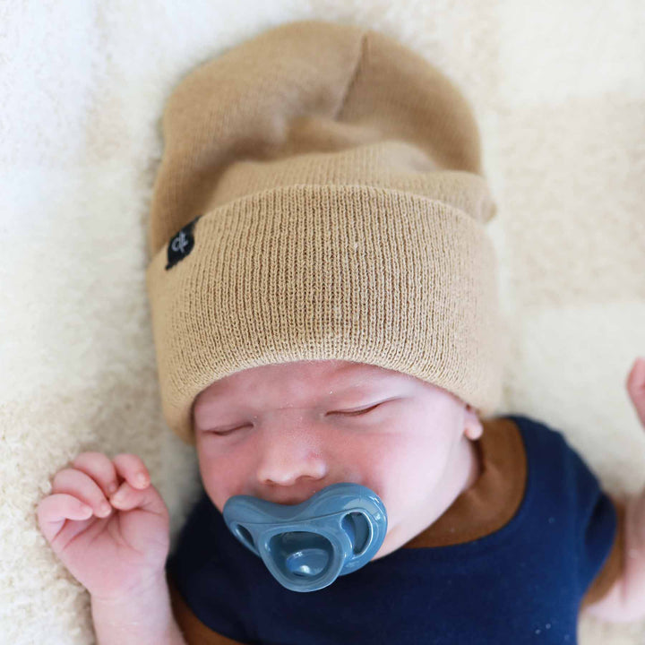 caramel knit beanie for babies 